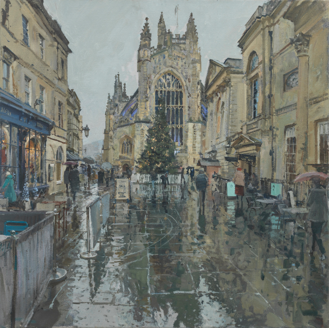 Christmas Tree and Rain, Abbey Courtyard, 2021