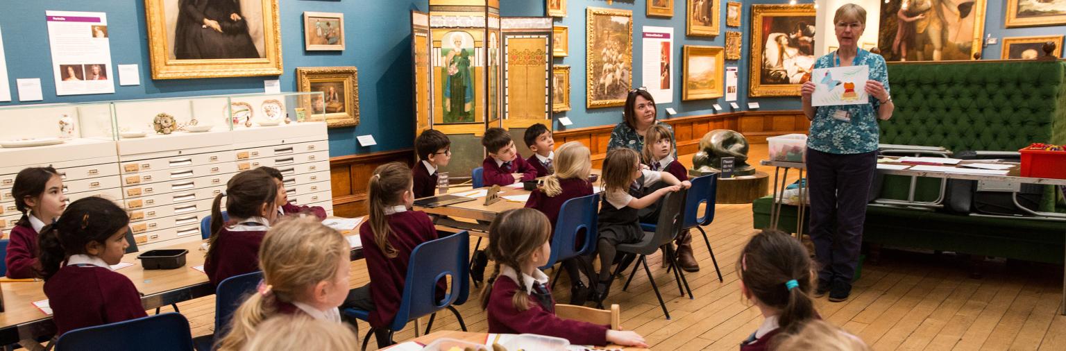 Image: A school group in the Upper Gallery