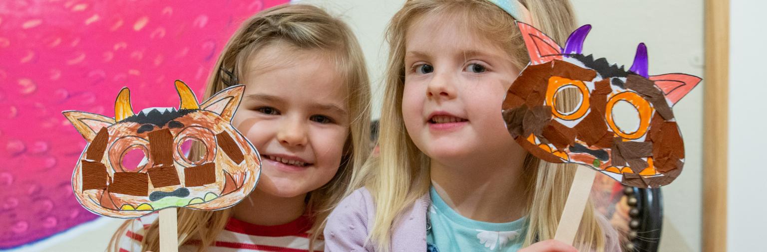 Image: Children with their mask creations