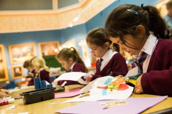 Image: Schoolchildren taking part in an art activity