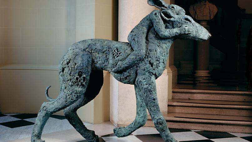 Image: Lady-hare on dog by Sophie Ryder